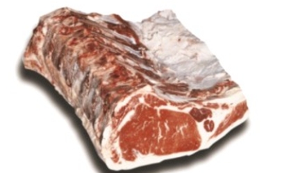 Identify the fabricated cuts of beef. Choose the correct name for this fabricated cut of meat.   A)  beef strip loin B)  beef shank, cross cuts C)  beef knuckle, untrimmed D)  beef boneless strip loin E)  beef short loin