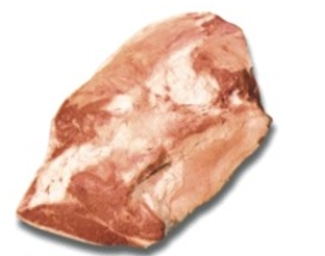 Identify the fabricated cuts of beef. Choose the correct name for this fabricated cut of meat.   A)  beef outside (bottom)  round B)  beef inside (top)  round C)  beef knuckle, untrimmed D)  beef boneless strip loin E)  beef short loin