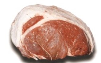 Identify the fabricated cuts of beef. Choose the correct name for this fabricated cut of meat.   A)  beef chuck, boneless, separated into blade clod, and arm B)  beef shank, cross cuts C)  beef knuckle, untrimmed D)  beef boneless strip loin E)  beef short loin