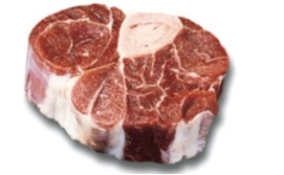 Identify the fabricated cuts of beef. Choose the correct name for this fabricated cut of meat.   A)  beef chuck, boneless, separated into blade clod, and arm B)  beef shank, cross cuts C)  beef porterhouse steak D)  beef boneless strip loin E)  beef short loin