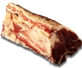 Identify the fabricated cuts of lamb. Choose the correct name for this fabricated cut of meat.   A)  lamb loin B)  lamb, square-cut shoulder, whole C)  lamb, boneless shoulder, rolled and tied D)  lamb foreshank E)  lamb, whole leg