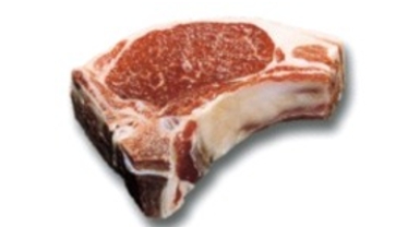 Identify the fabricated cuts of lamb. Choose the correct name for this fabricated cut of meat.   A)  lamb arm chop B)  lamb, square-cut shoulder, whole C)  lamb shoulder blade chop D)  lamb rib chop E)  lamb loin chop