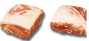 Identify the fabricated cuts of pork. Choose the correct name for this fabricated cut of meat.   A)  pork tenderloin B)  full pork loin (includes ribs)  C)  pork shoulder butt D)  pork rib half and loin half roasts E)  pork loin chops