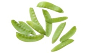Identify the vegetable shown in the picture.   A)  Pea shoots B)  Kale C)  Snow peas D)  Scallions