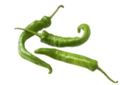 Identify the vegetable shown in the picture.   A)  Shallots B)  Pea shoots C)  Zucchini D)  Green cayenne chiles