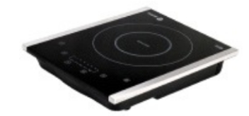 Identify the piece of equipment shown in each picture. -  A)  Ring-top range B)  Flattop range C)  Portable induction cooktop D)  Open-burner gas range