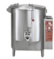 Identify the piece of equipment shown in each picture. -  A)  Large floor-model steam kettle B)  Convection steamer C)  Small tilt (trunnion)  kettle D)  Tilting skillet E)  Pressure steamer