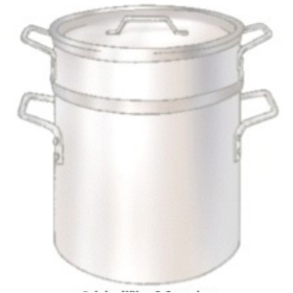 Identify the piece of equipment shown in each picture. -  A)  Double boiler B)  Saucepot C)  Stockpot D)  Brazier