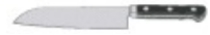 Identify the piece of equipment shown in each picture. -  A)  Santoku knife B)  Boning knife C)  French knife D)  Utility knife