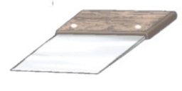 Identify the piece of equipment shown in each picture. -  A)  Microplane B)  Tongs C)  Bench scraper D)  Pie server
