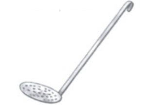 Identify the piece of equipment shown in each picture. -  A)  Chinois B)  Spider C)  Skimmer D)  Sieve
