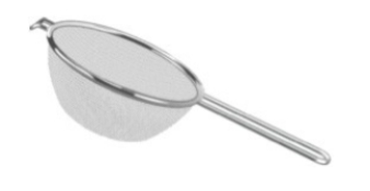 Identify the piece of equipment shown in each picture. -  A)  China cap B)  Sieve C)  Chinois D)  Wire mesh strainer