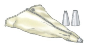 Identify the piece of equipment shown in each picture. -  A)  Food mill B)  Microplane C)  Mandoline D)  Pastry bag and tubes