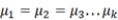How is the null hypothesis for the ANOVA test generally stated? A)  dfb = dfw B)    C)  SST = SSB = SSW D)   