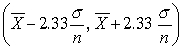  Assuming the population is normal and  \mu is known, a 98% confidence interval for  \mu  is given by    