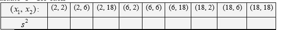 A random sample of size two was selected, with replacement, from the set of numbers {2, 6, 18}. All possible samples are shown below. A) Evaluate X̄ for each.     B) Evaluate S<sup>2</sup> for each   