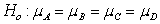 <strong>A scientist performing analysis of variance has the following null hypothesis: What is the appropriate alternative hypothesis for his analysis?</strong> A) B) C) D) H<sub>a</sub>: At least one