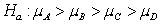 <strong>A scientist performing analysis of variance has the following null hypothesis: What is the appropriate alternative hypothesis for his analysis?</strong> A) B) C) D) H<sub>a</sub>: At least one