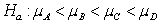 <strong>A scientist performing analysis of variance has the following null hypothesis: What is the appropriate alternative hypothesis for his analysis?</strong> A) B) C) D) H<sub>a</sub>: At least one