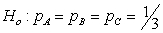 <strong>Use the following Observed counts from a sample are provided in the following table. The expected counts from a null hypothesis are given in parentheses. -Based on the expected counts, which of the following is most likely the null hypothesis?</strong> A) B) C) D)