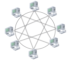   -The accompanying figure illustrates a ____ network. A)  peer-to-peer B)  client/server C)  ring D)  parallel
