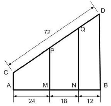  Determine the lengths  C P, P Q , and  Q D , given that  A C\|M P\| N Q \| B D .    