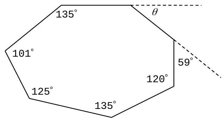  Determine the value of angle  \theta .    