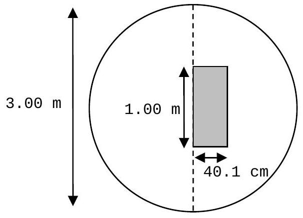An underground water main chamber has a concrete cover in the shape of a circle with a rectangle cut out for access. Calculate the cross-sectional area of the cover.   