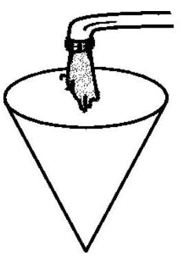  A conical tank with altitude  17.3 \mathrm{~m}  is filled with water at a rate of  10.5 \mathrm{~L} / \mathrm{min} . If it takes 6.20 hours for the tank to fill, what is the radius of the top of the tank?    
