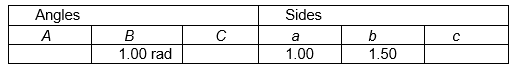  Fill in the missing parts of this table for triangle  A B C .    