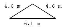  A building is going to be  6.1 \mathrm{~m}  wide. The roof will be supported by two  4.6-\mathrm{m} -rafters. What is the angle at the roof peak?    