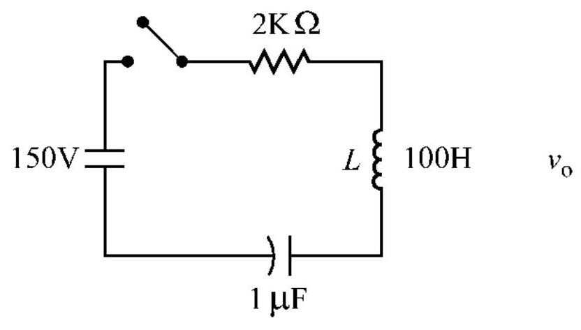  Find an expression for the current in the circuit sketched below if both  i  and  q  are initially zero.    