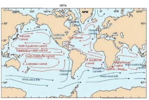 Use the schematic shown below to answer this question.    -Why are ocean surface temperatures higher near the equator? A)  There is less solar insulation near the equator. B)  There is more solar insulation near the equator. C)  There are more thermal vents near the equator. D)  There are fewer thermal vents near the equator.