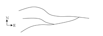  What direction is the stream flowing in this image? A)  East B)  West C)  No way to tell