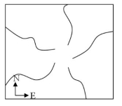   -Why did the stream pattern shown above develop? A)  The surface geology is probably very uniform. B)  This is probably an area with alternating layers of weak and resistant rock. C)  This is probably a volcanic area.