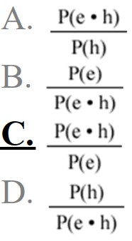 Applied to evidence e and hypothesis h, the conditional rule says P(h = e)  =  
