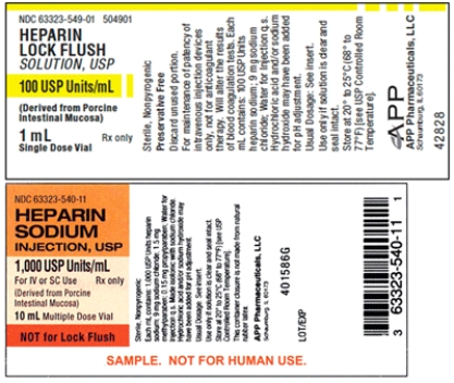 Directions: Calculate the dosages, use labels where provided, and shade in the dosages on the syringe where provided. Round answers to the nearest tenth unless otherwise indicated. You need to flush a central venous line with heparin. Which of the two labels shown is appropriate for a heparin flush? ______________________________  