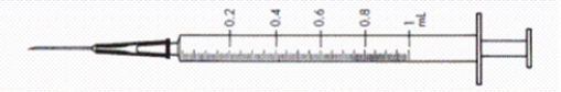 Directions: Calculate the following hourly dosage of heparin (units/hr). Order: Heparin 5,600 units subcut stat Available:    a. How many milliliters will you administer? ___________ b. Shade in the dosage on the syringe provided.   