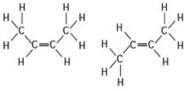 Use the following figure to answer the question.   The two molecules shown in the figure are best described as ________. A)  enantiomers B)  radioactive isotopes C)  structural isomers D)  cis-trans isomers 