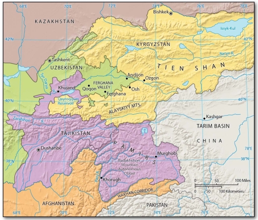   - The city of Khujand is located in Tajikistan's Ferghana Valley.