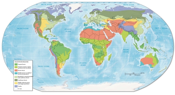   - Large areas of Canada are dominated by: A)  Coniferous forest B)  Desert shrub C)  Tropical savanna, mixed grassland and woodland D)  Tropical forest