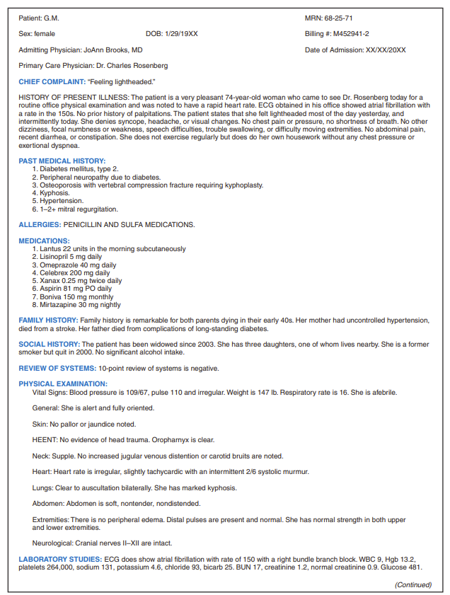 Read and critically analyze the admission H&P for G.M. shown in Figure 10-11. Answer the questions that follow.     Figure 10-11 Admission H&P for G.M -Is this a medical or surgical admission?<div style=padding-top: 35px> 