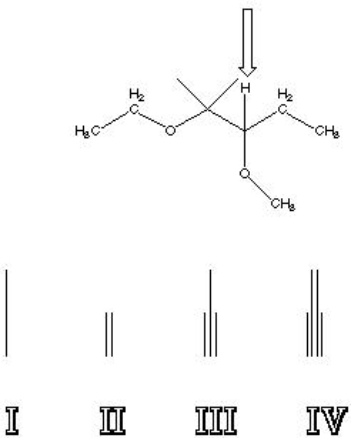 What would be the splitting of the indicated hydrogen?   A)  I B)  II C)  III D)  IV