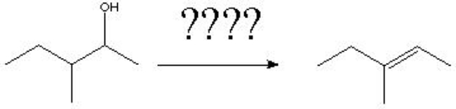What is the reagent needed for the following reaction?   A)  concentrated sulfuric acid and high heat B)  85 % phosphoric acid and high heat C)  dilute sulfuric acid and heat D)  a and b E)  a, b and c