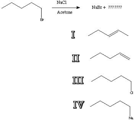 What is the major product of the following reaction?   A)  I B)  II C)  III D)  IV