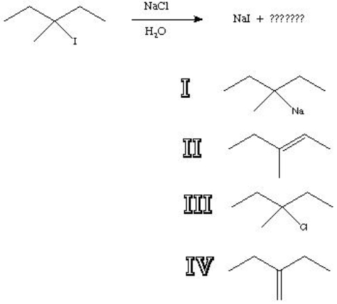 What is the major product of the following reaction?   A)  I B)  II C)  III D)  IV