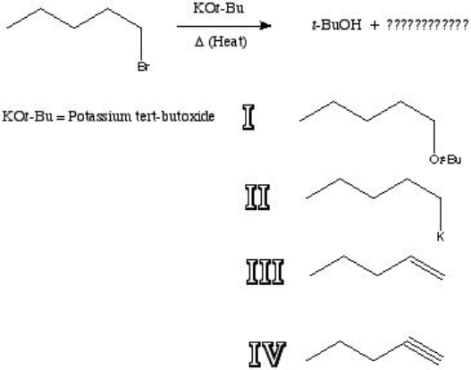 What is the major product of the following reaction?   A)  I B)  II C)  III D)  IV