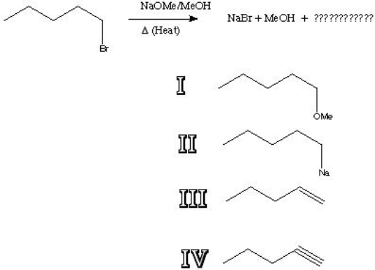 What is the major product of the following reaction?   A)  I B)  II C)  III D)  IV
