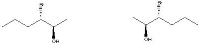 Indicate the relationship of the pair of molecules shown.   A)  same molecules B)  enantiomers C)  diastereomers D)  different molecules E)  constitutional isomers