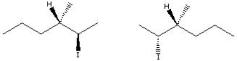 Indicate the relationship of the pair of molecules shown.   A)  same molecules B)  enantiomers C)  diastereomers D)  different molecules E)  constitutional isomers